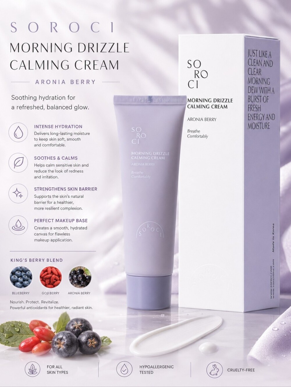 Soroci Morning Drizzle Calming Cream Aronia Berry